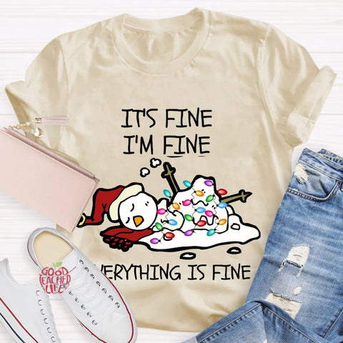 It's Fine I'm Fine Melting Snowman Teacher T-Shirt