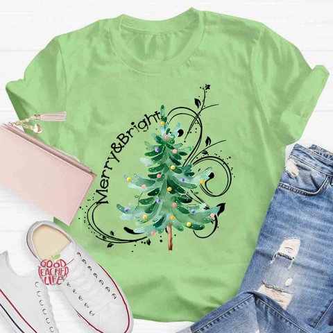 Merry And Bright Christmas Tree Class T-Shirt