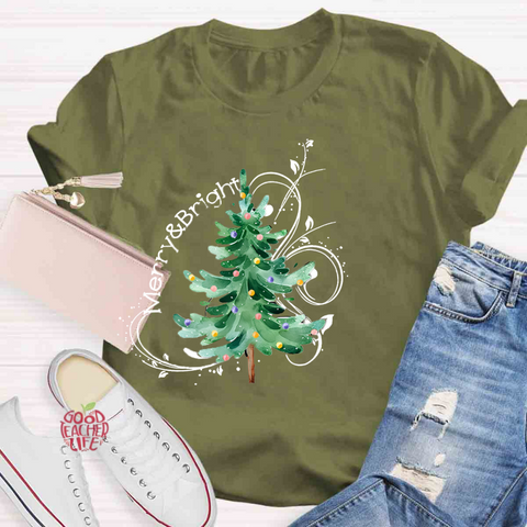 Merry And Bright Christmas Tree Class T-Shirt