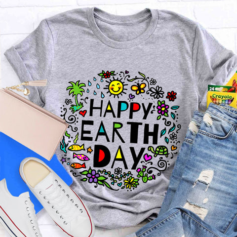 Happy Earth Day Floral T-Shirt