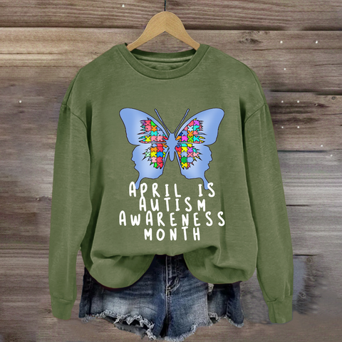 April is Autism Awareness Month with Blue Butterfly Sweatshirt