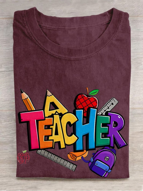 Teacher Thing Casual Print T-shirt