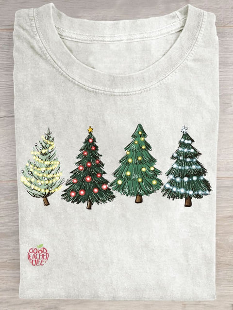 Christmas Tree Light Print T-shirt