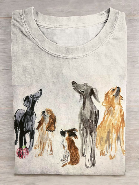 Cute Funny Dog Animal Art Print T-shirt