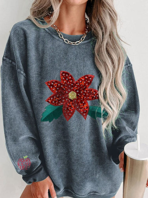 Women's Glitter Christmas Casual Print Shirt