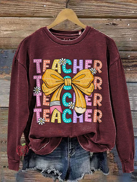 Coquette Teacher Back To School Teacher Appreciation Casual Sweatshirt