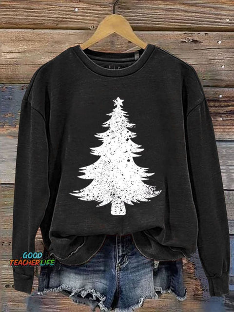 Christmas Tree Print Casual Sweatshirt