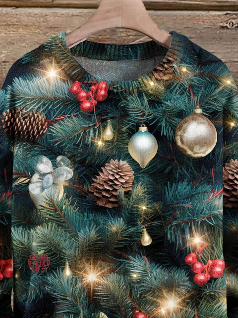 Christmas Gift Christmas Tree Christmas Fruit Cherry Art Print Knit Pullover Sweater