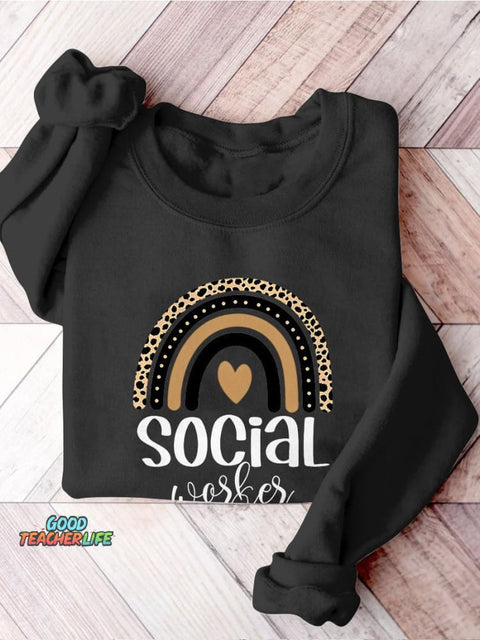 Social Worker Gift For Social Worker Rainbow Social Work Print Casual Sweatshirt