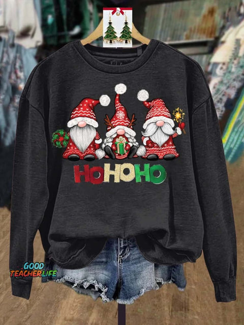 Lovely Christmas Gnomes Art Print Casual Sweatshirt