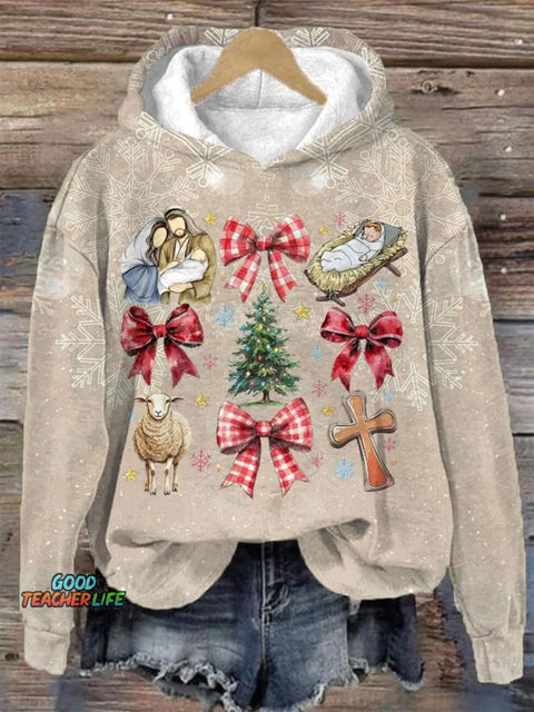 Women's Lovely Christmas Jesus Art Print Casual Sweatshirt