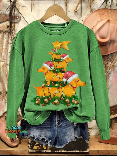 Lovely Christmas Dogs Art Print Casual Sweatshirt