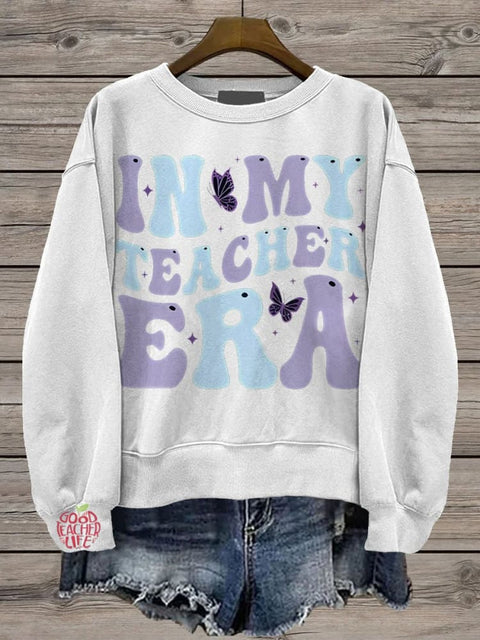 Teacher In My Teacher Era Butterfly Casual  Sweatshirt