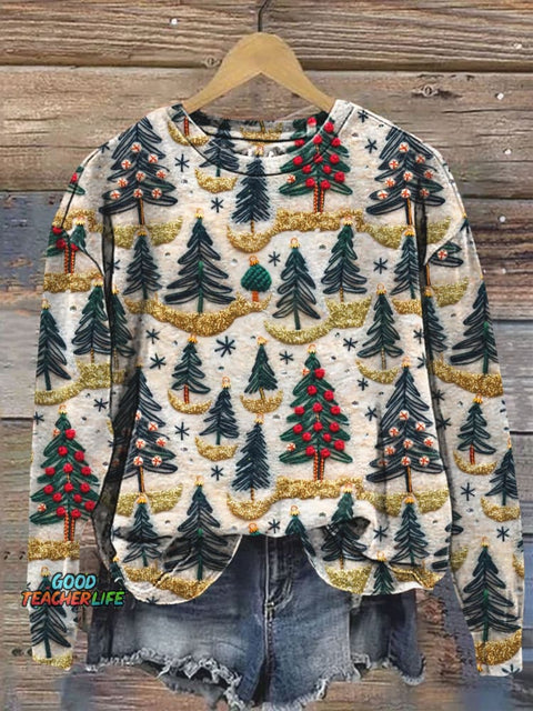 Christmas Tree 3D Art Print Casual  Sweatshirt