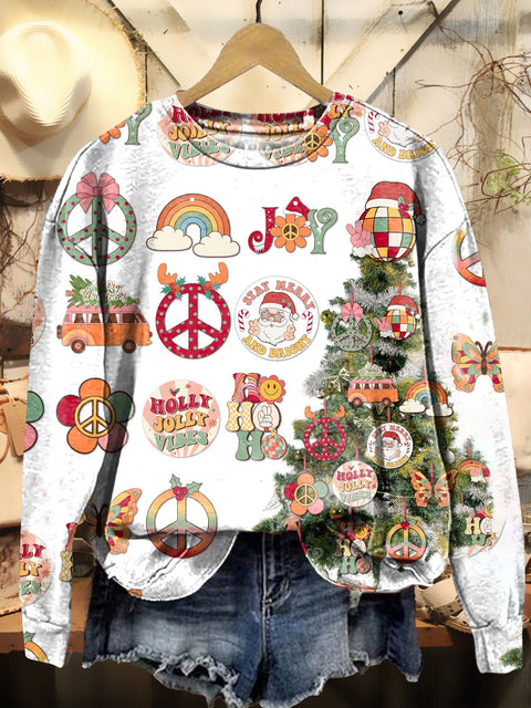 Christmas Hippie Christmas Tree Art Print Sweatshirt