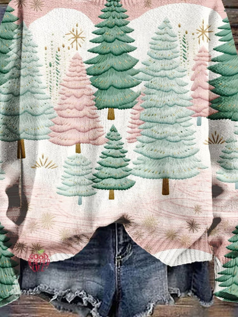 Christmas Gift Christmas Tree Art Print Knit Pullover Sweater