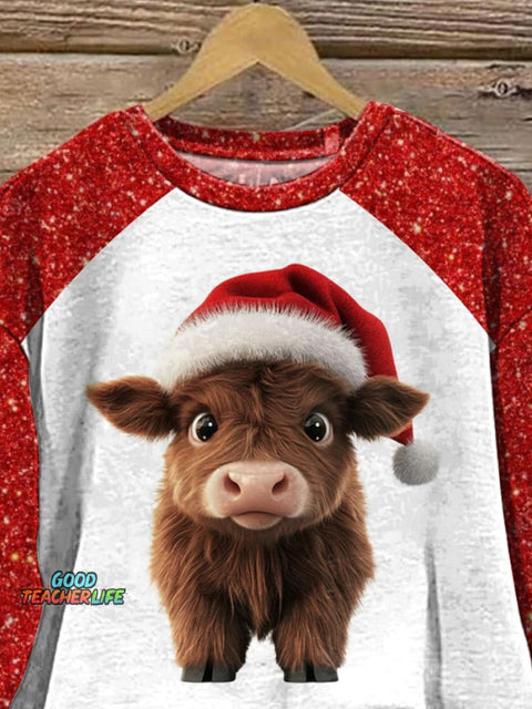Lovely Highland Cow Graphic Printed Casual Sweatshirt