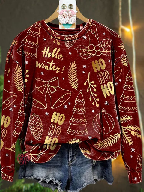 Christmas golden Christmas bell Christmas tree Casual  Sweatshirt