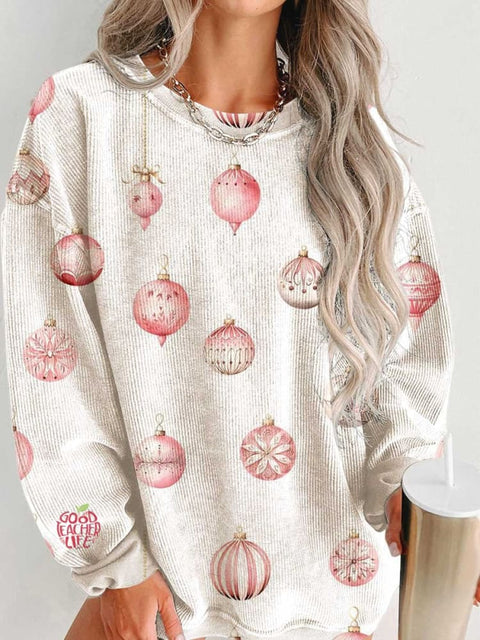 Women's Pink Christmas Casual Print Shirt