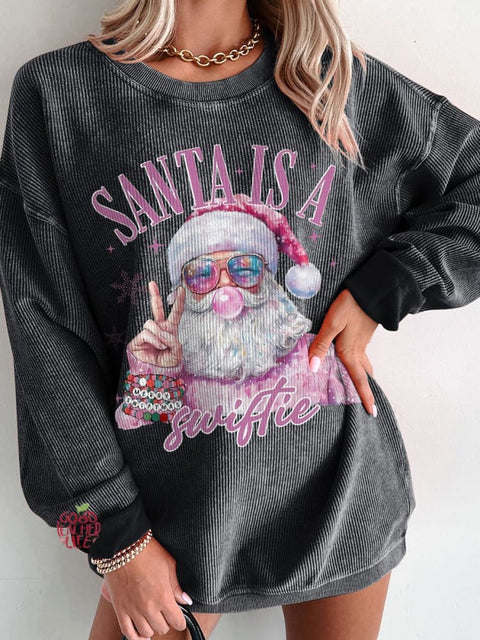 Women's Santa Is A Merry Christmas Casual Print Shirt