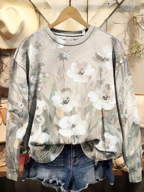 Women's Flowers Art Print Casual Sweatshirt