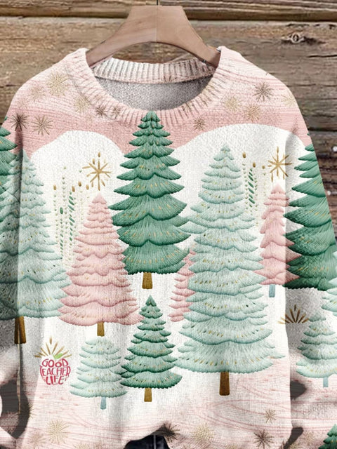 Christmas Gift Christmas Tree Art Print Knit Pullover Sweater