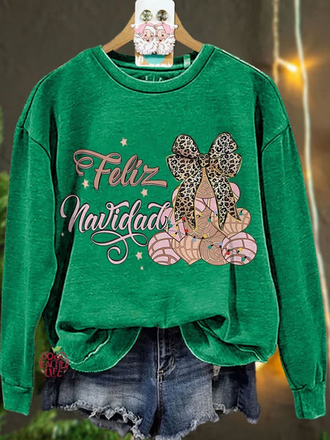 Coquette Pan Dulce Christmas Tree Tis The Season Mexican Casual Sweatshirt