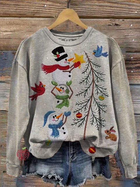 Winter Art Print Casual Sweatshirt