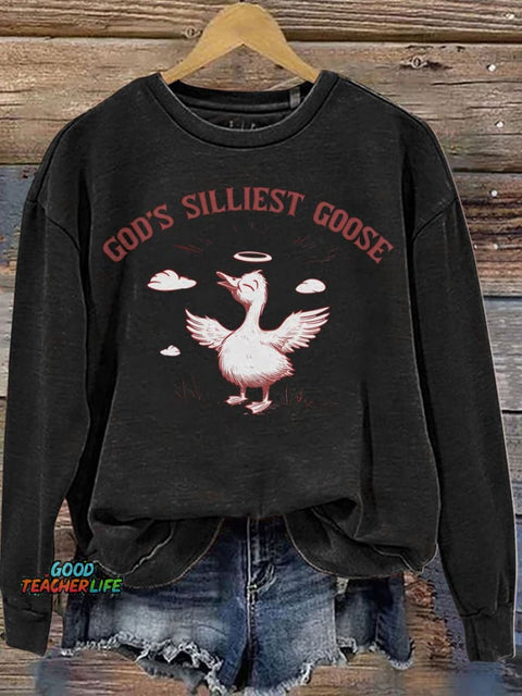 God's Silliest Goose Retro Casual  Sweatshirt