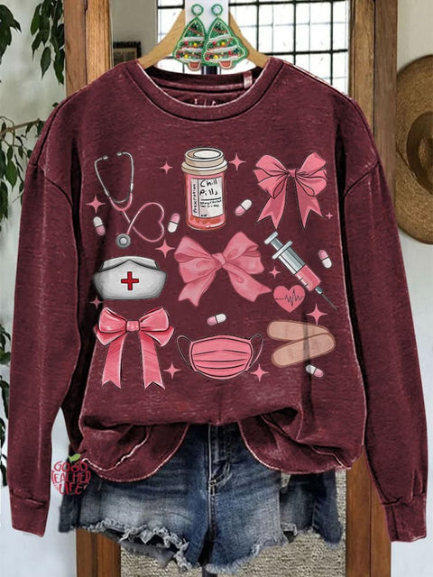 Work Cute Nurse Coquette Bow Casual Sweatshirt