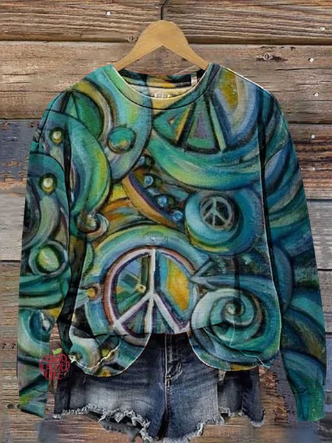 Retro Hippie Peace Sign Love and Peace Casual Sweatshirt