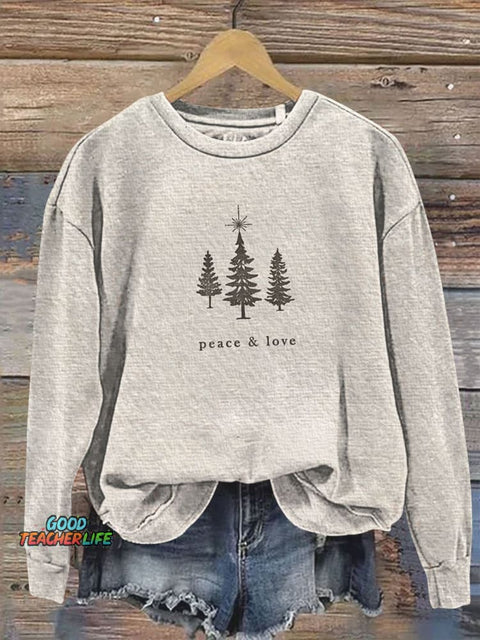 Christmas Peace and Love Art Print Casual  Sweatshirt