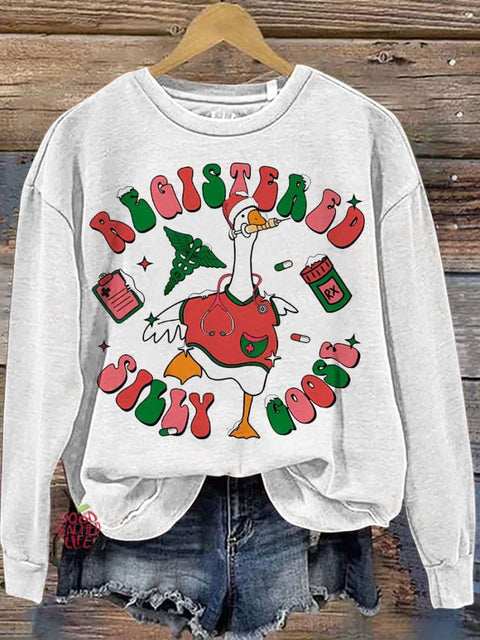 Christmas Nurse Silly Goose Casual  Sweatshirt