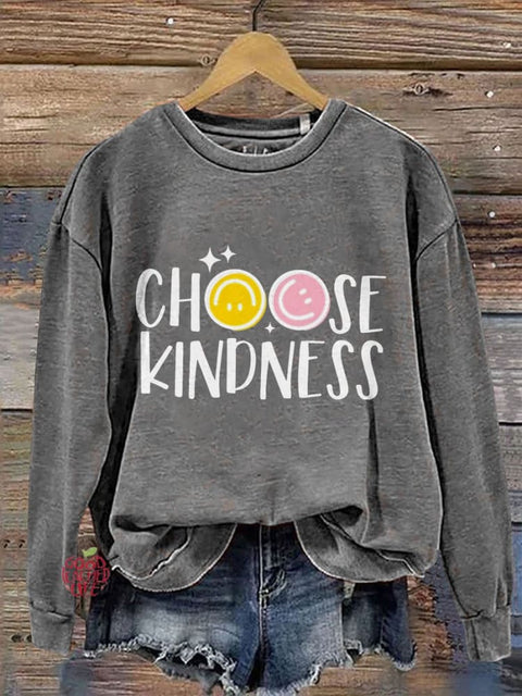 Choose Kindness Happy Face Kindness Casual Print Sweatshirt