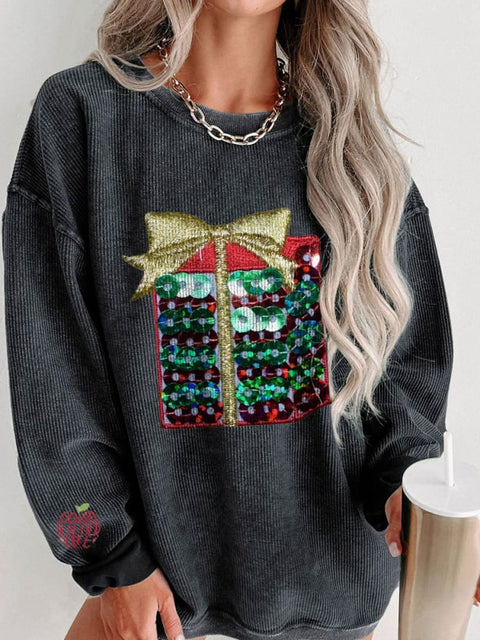 Women's Glitter Christmas Casual Print Shirt