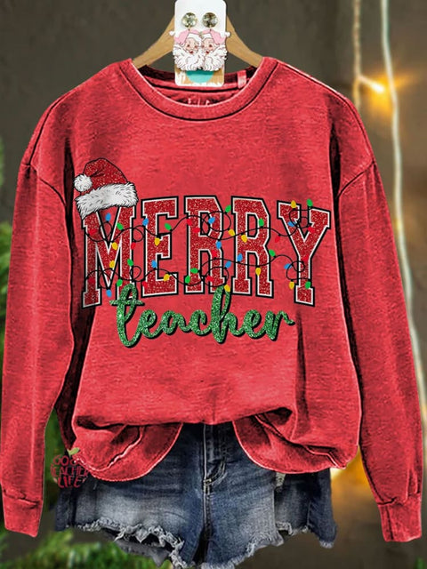 Merry Teacher Christmas Casual Sweatshirt