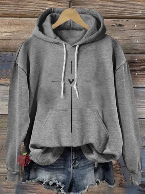 Christian Cross Printed Casual Hoodie Sweatshirt