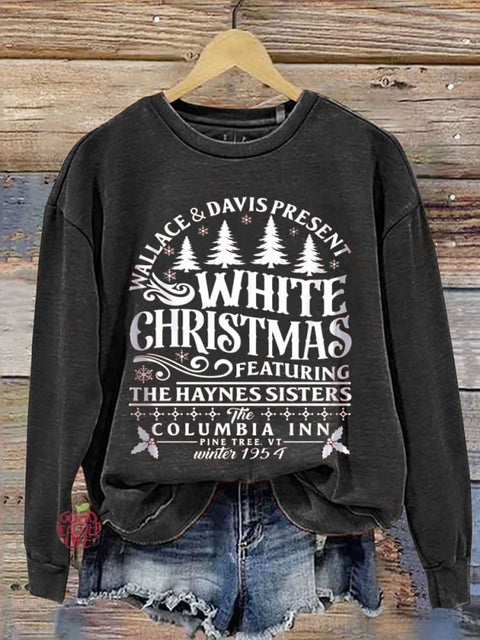 White Christmas  Cozy  Christmas Print Casual  Sweatshirt