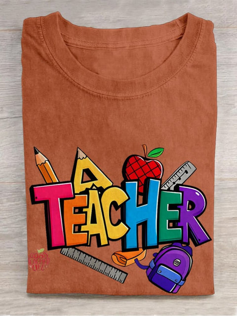 Teacher Thing Casual Print T-shirt