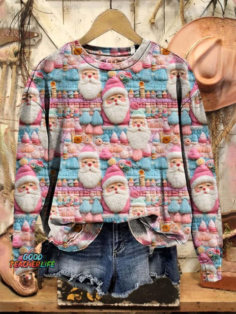 Lovely Christmas Santa Art Print Casual Sweatshirt