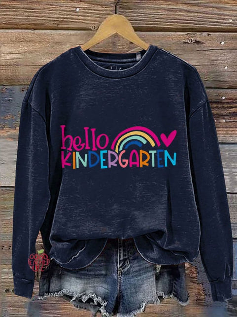 Hello Kindergarten Student First Day of School Casual Print Sweatshirt