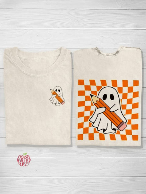 Halloween Pencil Ghost Teacher T-shirt