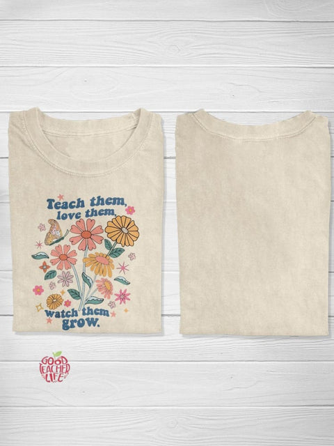 Flowers art print casual T-shirt