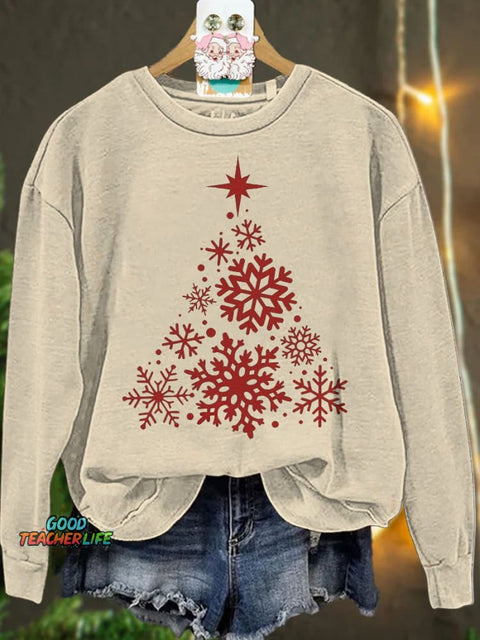 Christmas Snowflake Christmas Tree Casual  Sweatshirt