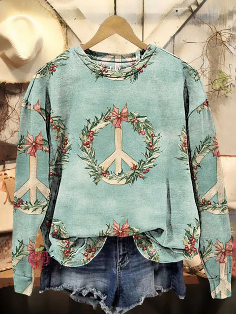 Christmas Peace Sign Hippie Love and Peace Casual Sweatshirt