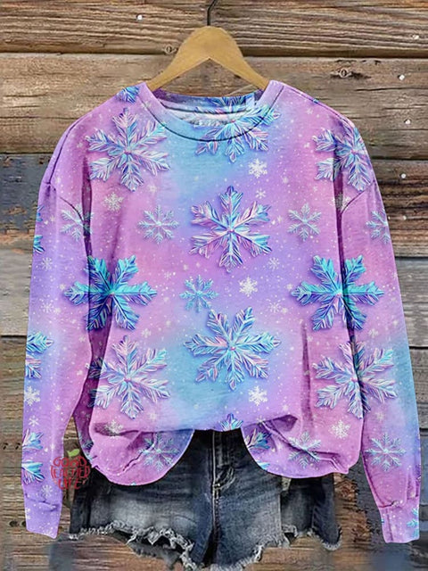 Christmas Iridescent Snowflakes Casual Sweatshirt