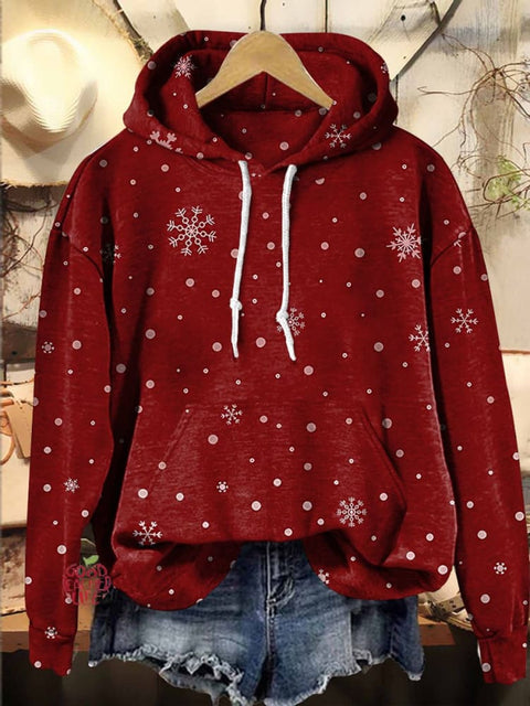 Christmas red snowflakes Hooded Casual  Sweatshirt