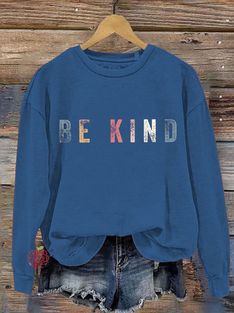 Be Kind Art Pattern Print Casual Sweatshirt