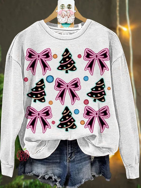 Christmas Neon Coquette Christmas tree Casual  Sweatshirt