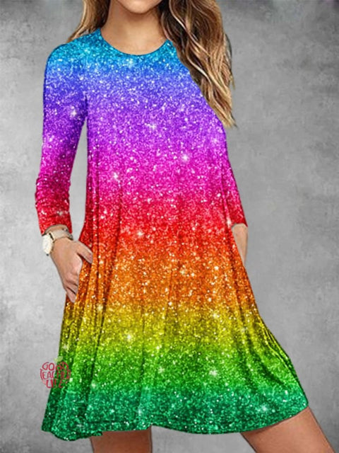 Women's Lgbt Rainbow Gradient Art Print Dress